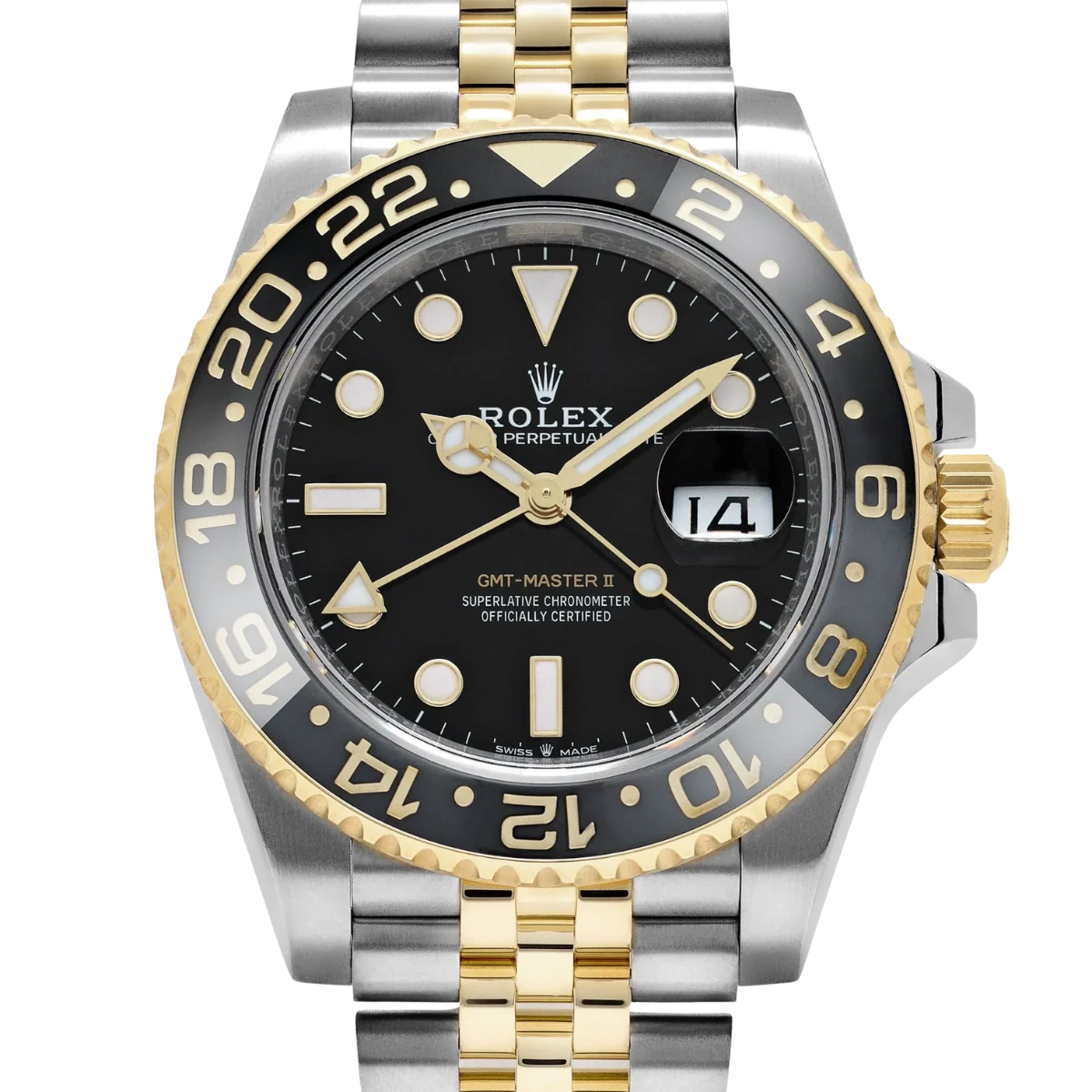 GMT-Master II 40mm Stainless Steel Yellow Gold Black Dial Jubilee 126713GRNR-0001