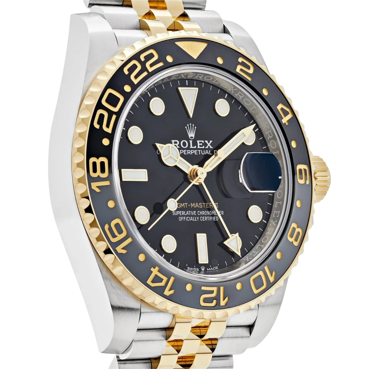 GMT-Master II 40mm Stainless Steel Yellow Gold Black Dial Jubilee 126713GRNR-0001