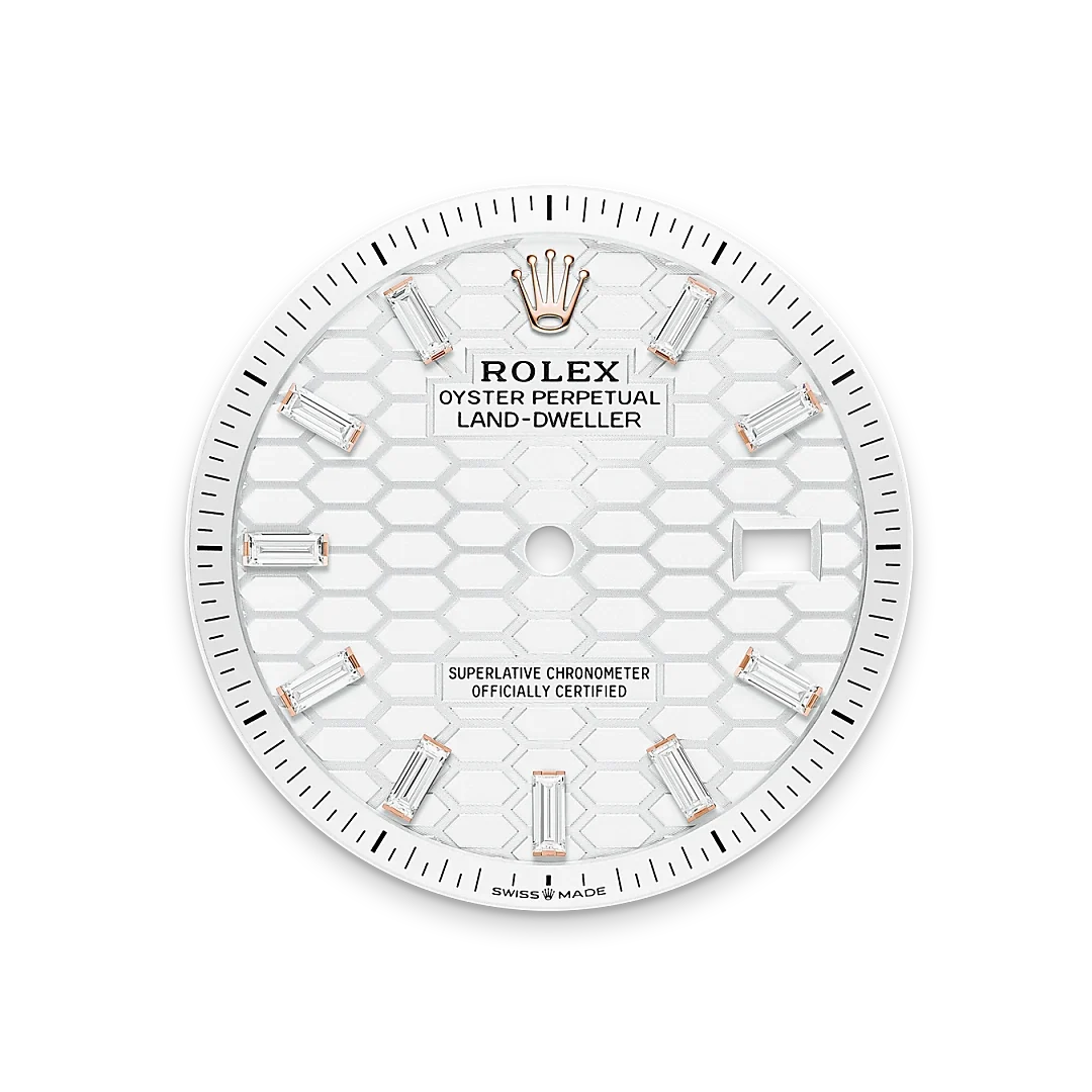 Land-Dweller Oyster 40mm Everosegold & Diamonds Intense White Honeycomb Motif Dial 127385TBR-0003
