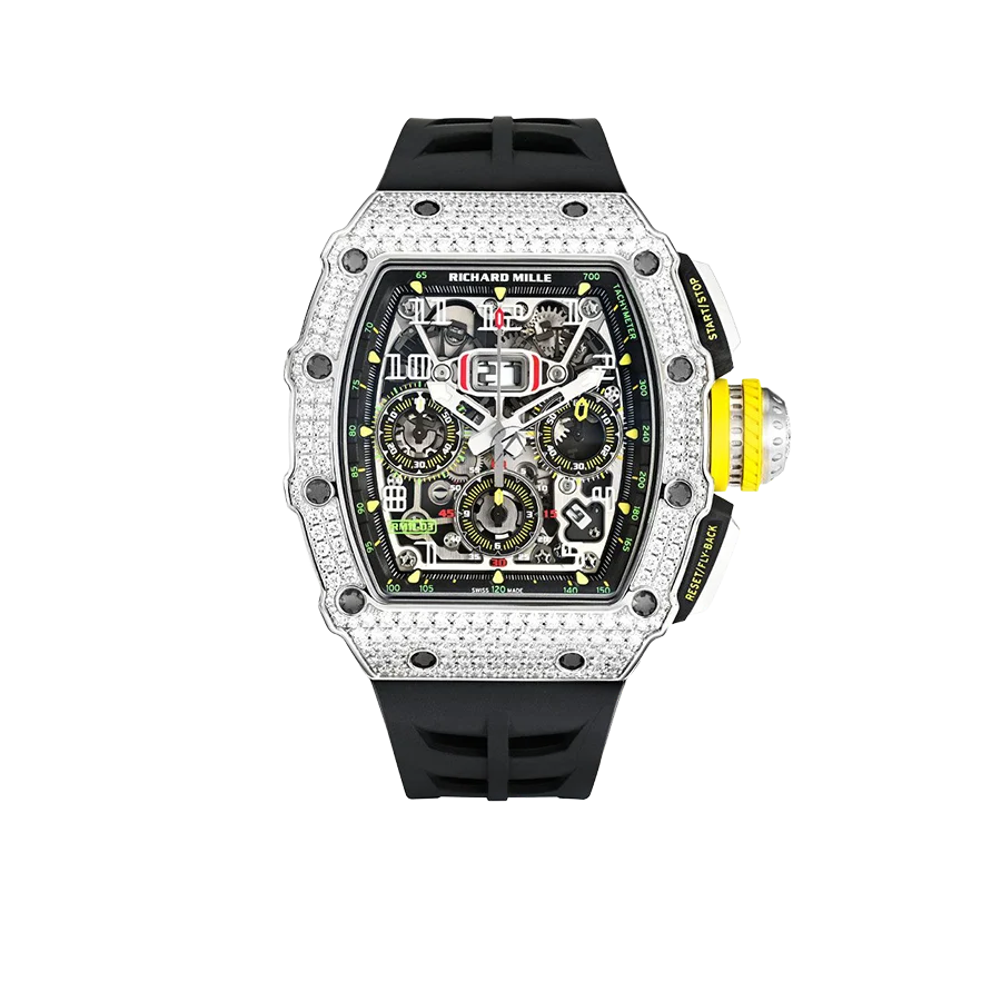 Chronograph & 18K White Gold - Diamond Bezel - Skeleton Dial 50 mm