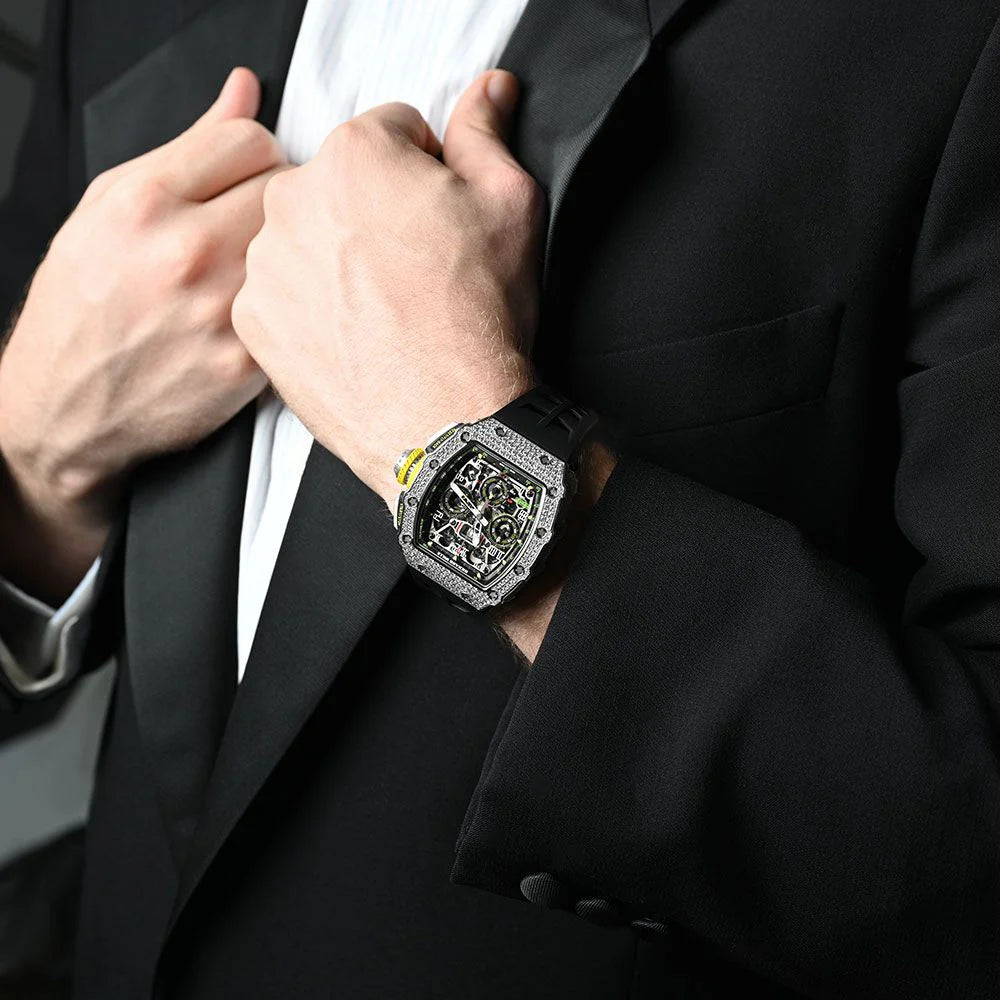 Chronograph & 18K White Gold - Diamond Bezel - Skeleton Dial 50 mm