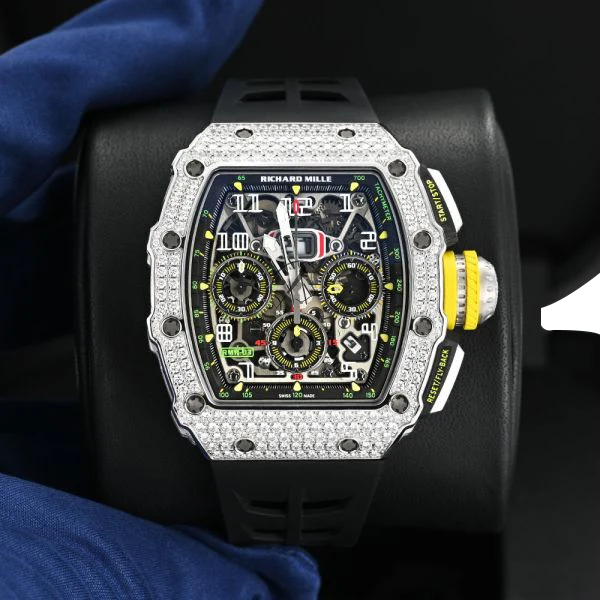 Chronograph & 18K White Gold - Diamond Bezel - Skeleton Dial 50 mm