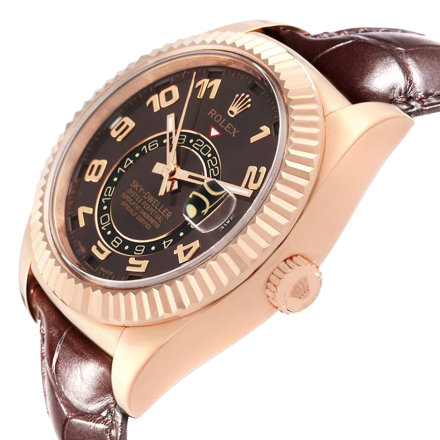 Sky-Dweller 42mm Everose Chocolate Brown Dial Rose Gold Watch 326135