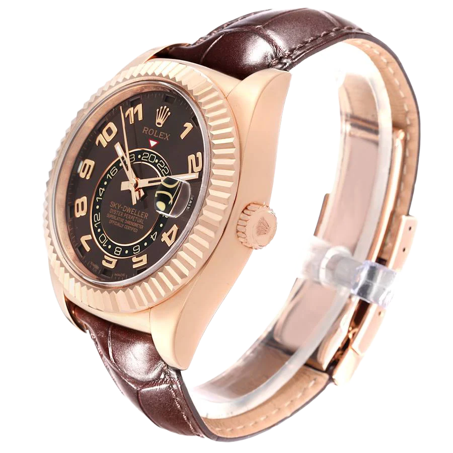 Sky-Dweller 42mm Everose Chocolate Brown Dial Rose Gold Watch 326135