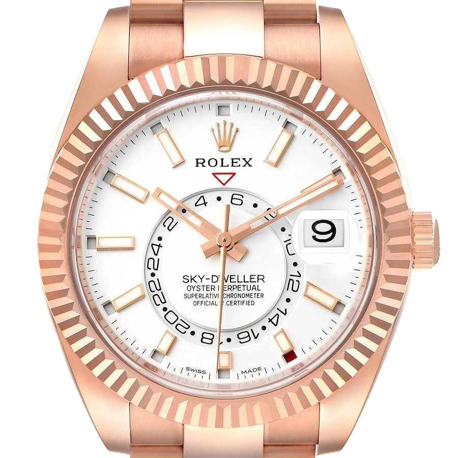Sky-Dweller 42mm Rose Gold White Dial Mens Watch 326935