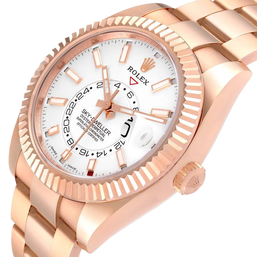 Sky-Dweller 42mm Rose Gold White Dial Mens Watch 326935