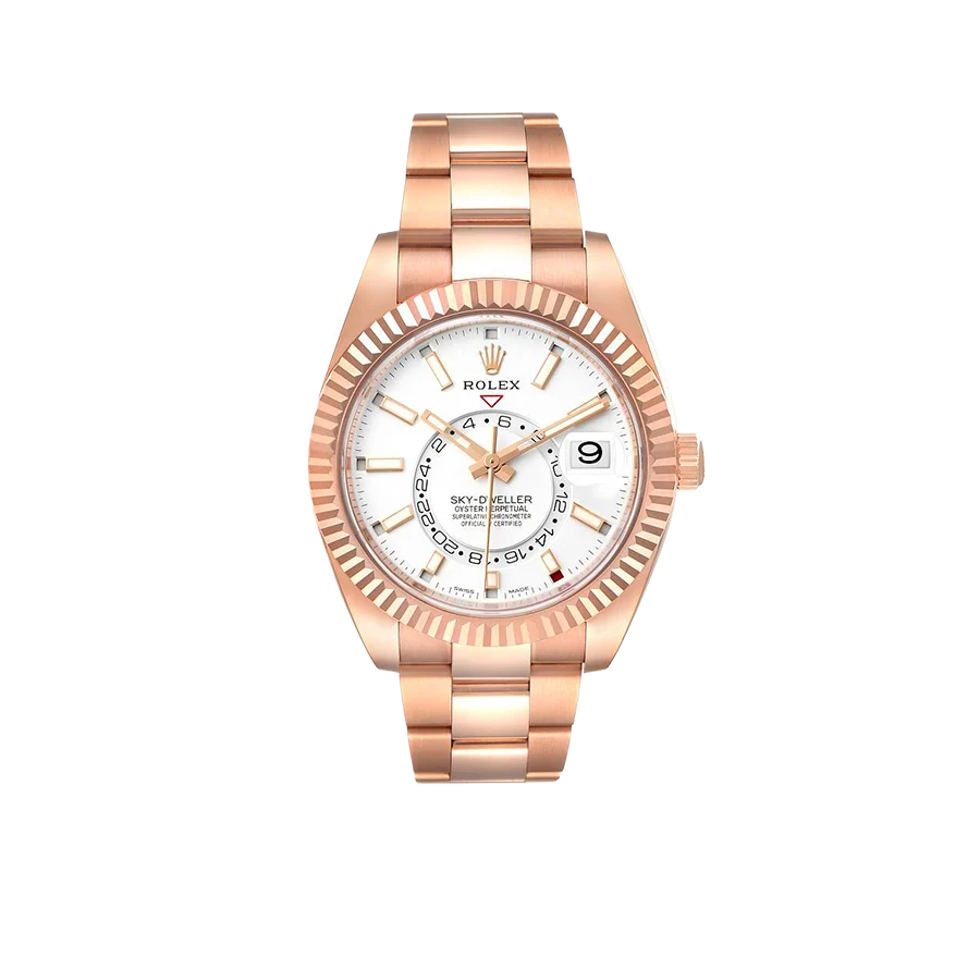 Sky-Dweller 42mm Rose Gold White Dial Mens Watch 326935