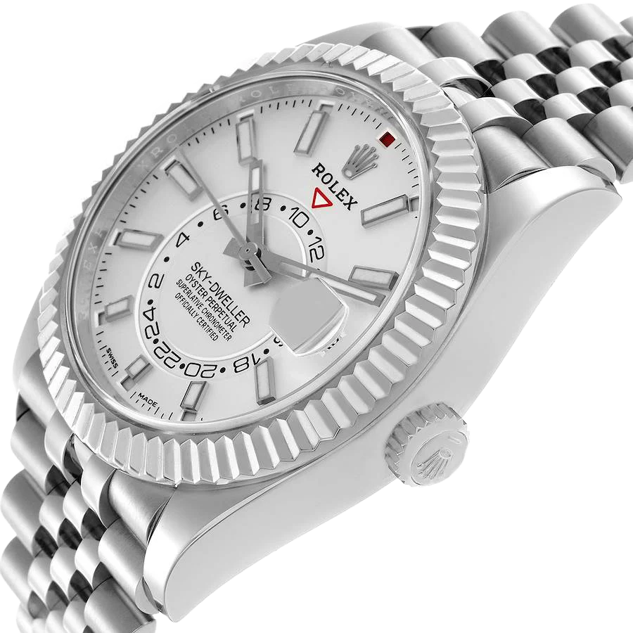 Sky-Dweller 42mm Silver Dial Steel White Gold Mens Watch 326934
