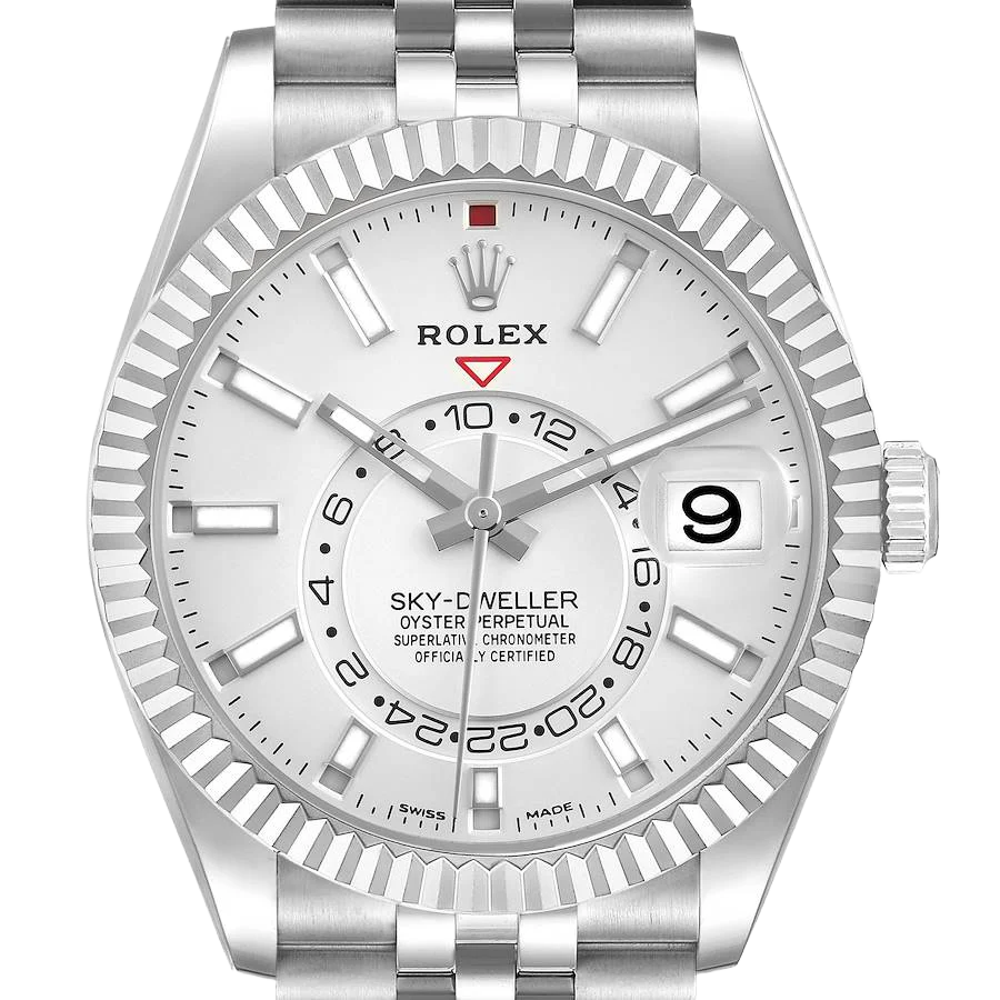 Sky-Dweller 42mm Silver Dial Steel White Gold Mens Watch 326934