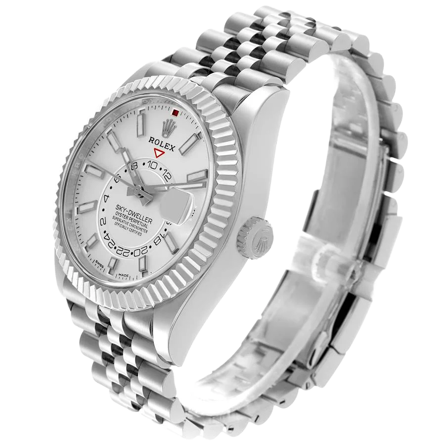 Sky-Dweller 42mm Silver Dial Steel White Gold Mens Watch 326934