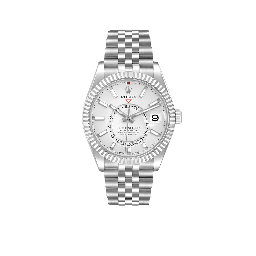 Sky-Dweller 42mm Silver Dial Steel White Gold Mens Watch 326934
