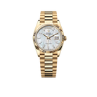 Rolex Day-Date "President" 40mm Yellow Gold Mother of Pearl Diamond Baguette Dial - 128238 - New 2026