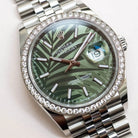 Rolex Datejust 36 M126284RBR-0039 – Olive Green Palm Motif Dial Diamond Bezel