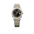 Datejust 36mm Black Dial Steel Yellow Gold Diamond Mens Watch 116243