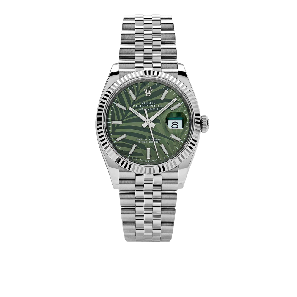 Rolex Datejust 36mm 126234 Stainless Steel Olive Green Palm Motif Dial