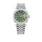 Rolex Datejust 36 M126284RBR-0039 – Olive Green Palm Motif Dial Diamond Bezel