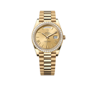 Day-Date 40 228348RBR Yellow Gold Diamond Bezel Champagne Roman Dial