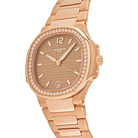Nautilus Ladies 35mm 7118/1200R-010 Rose Gold Golden Dial Diamond Bezel