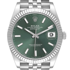 Datejust 41mm Steel White Gold Mint Green Dial Mens Watch 126334