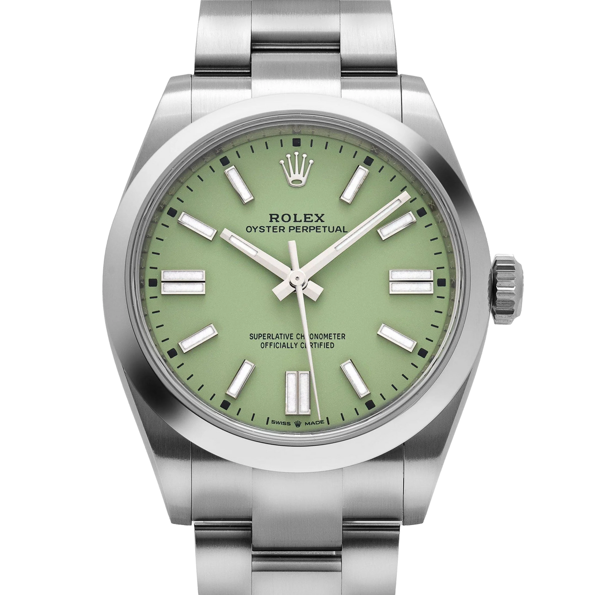 Oyster Perpetual 41mm Stainless Steel Pistachio Dial Men Watch 134300-0006 New 2025